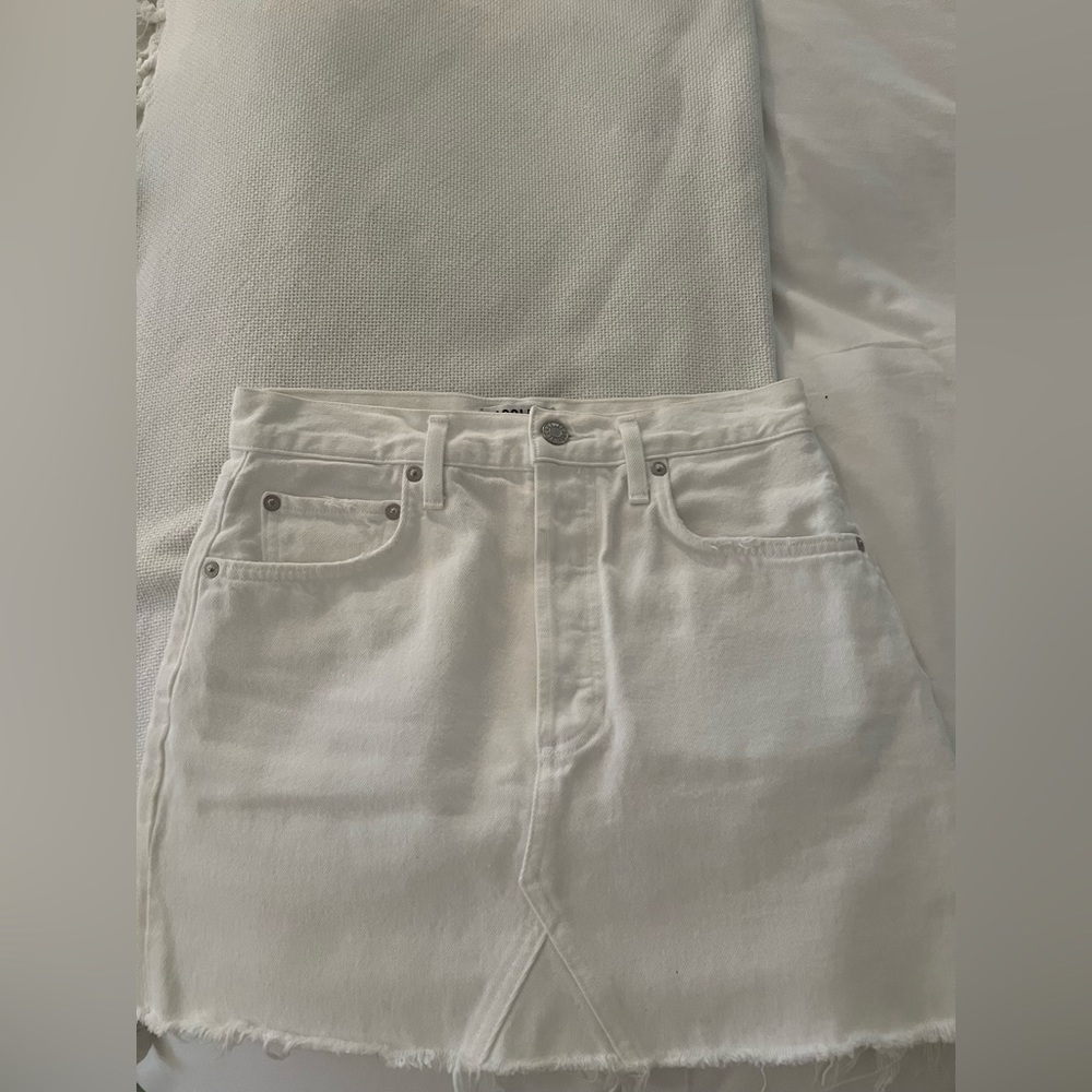 AGOLDE white jean skirt